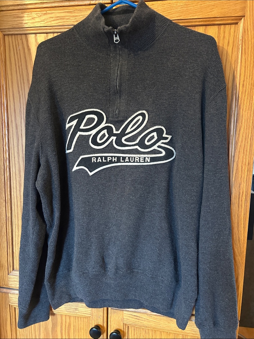 Polo by Ralph Lauren Charcoal Half-Zip Logo Sweater